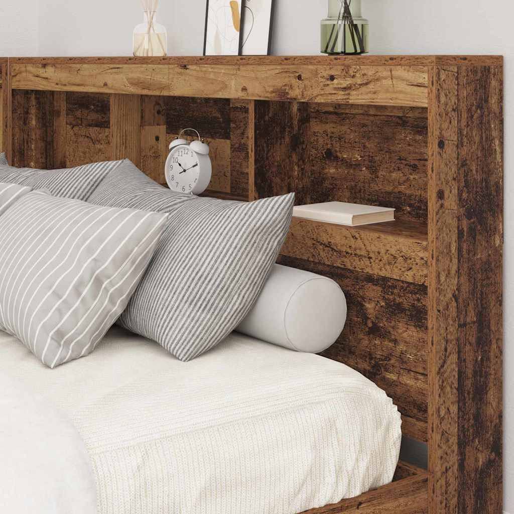 Storage Headboard with Shelf Old wood 135 cm Engineered wood
